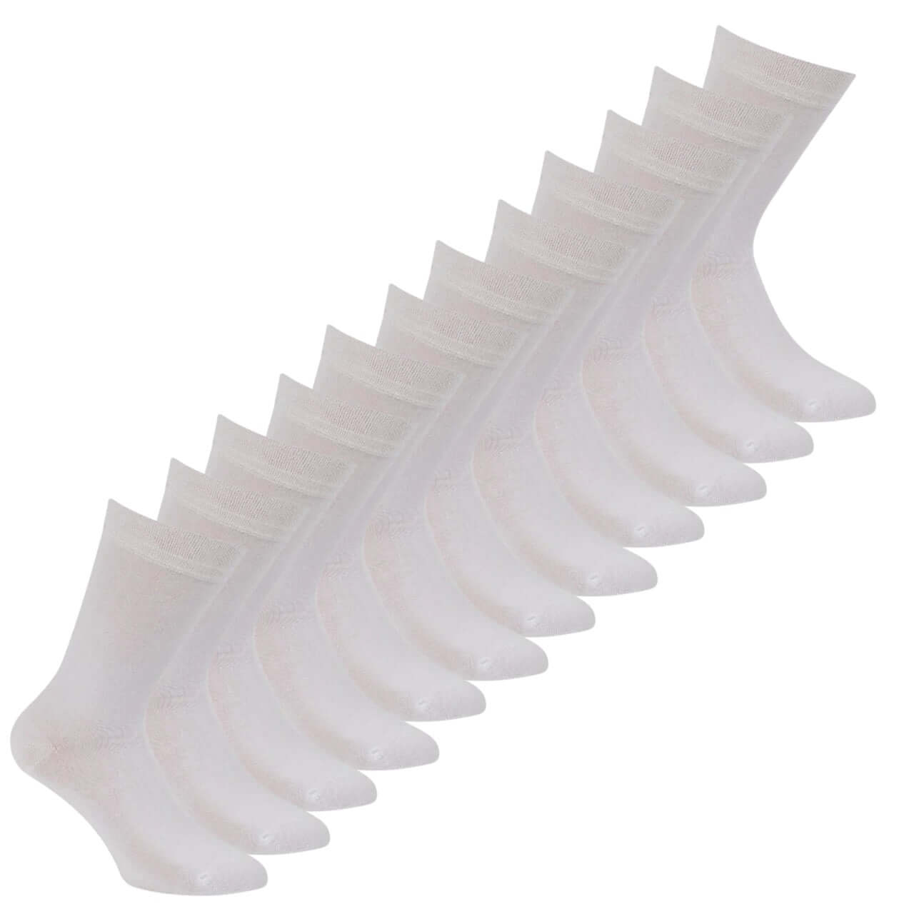 Bamboe sokken 12-pack in wit, gemaakt van bamboevezel voor comfort en ademend vermogen.