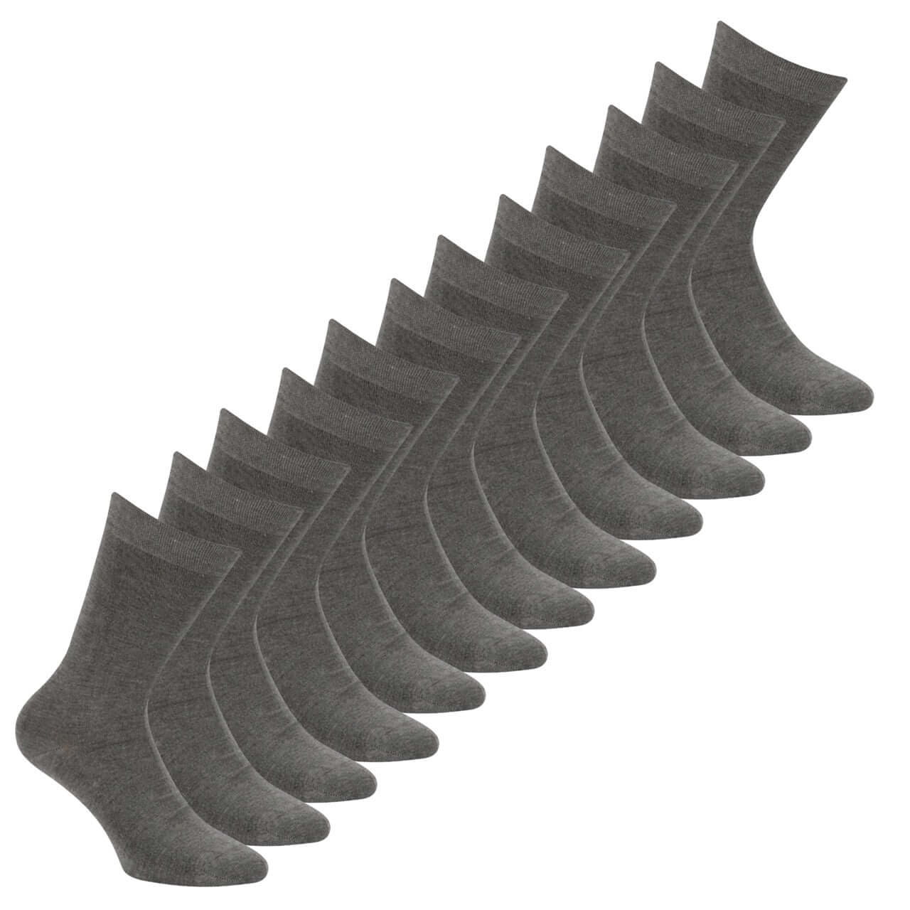 medium grijze bamboe sokken met badstof voetbed in een 12-pack
