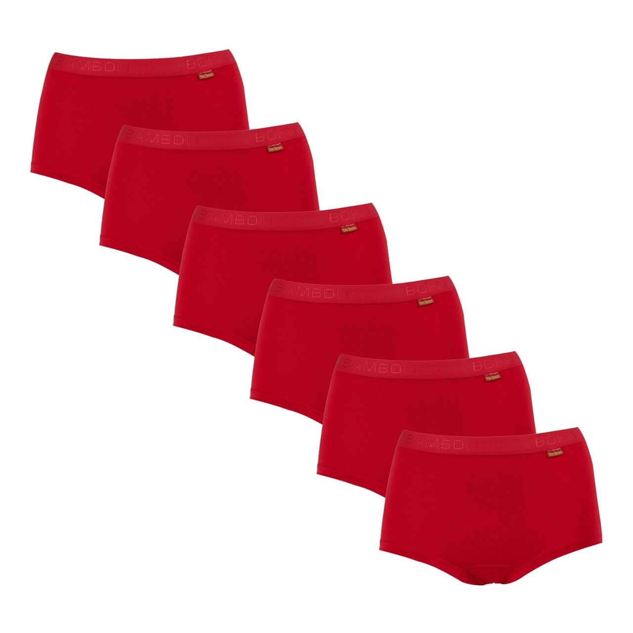 Bamboe dames boxer 6-pack in rood, modern design voor ultiem comfort en ademend materiaal.