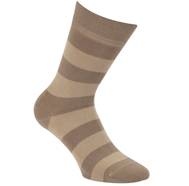 gestreepte sokken in bamboe stof beige