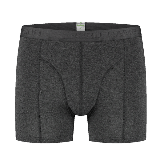 Bamboe heren boxershort in donkergrijs met comfortabele pasvorm en vlak afgewerkte naden.