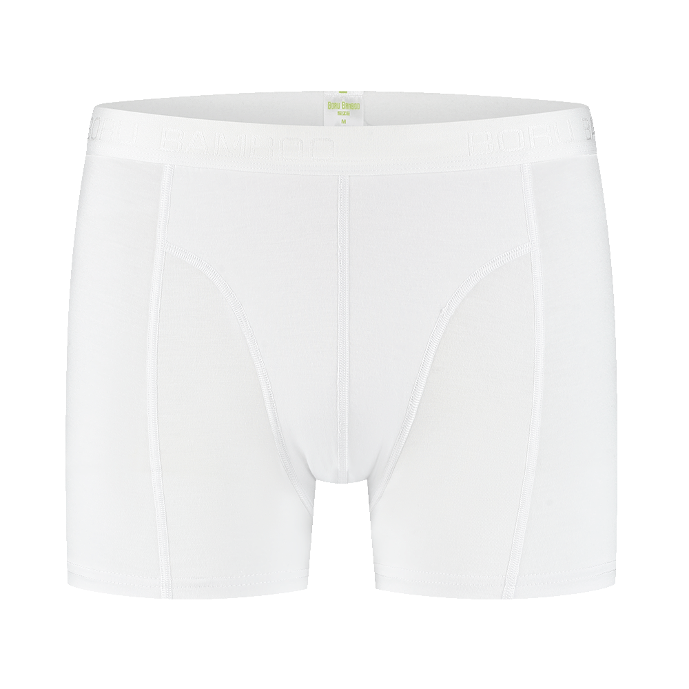 Bamboe boxershort heren van BORU in wit, zachte stof met vlak afgewerkte naden