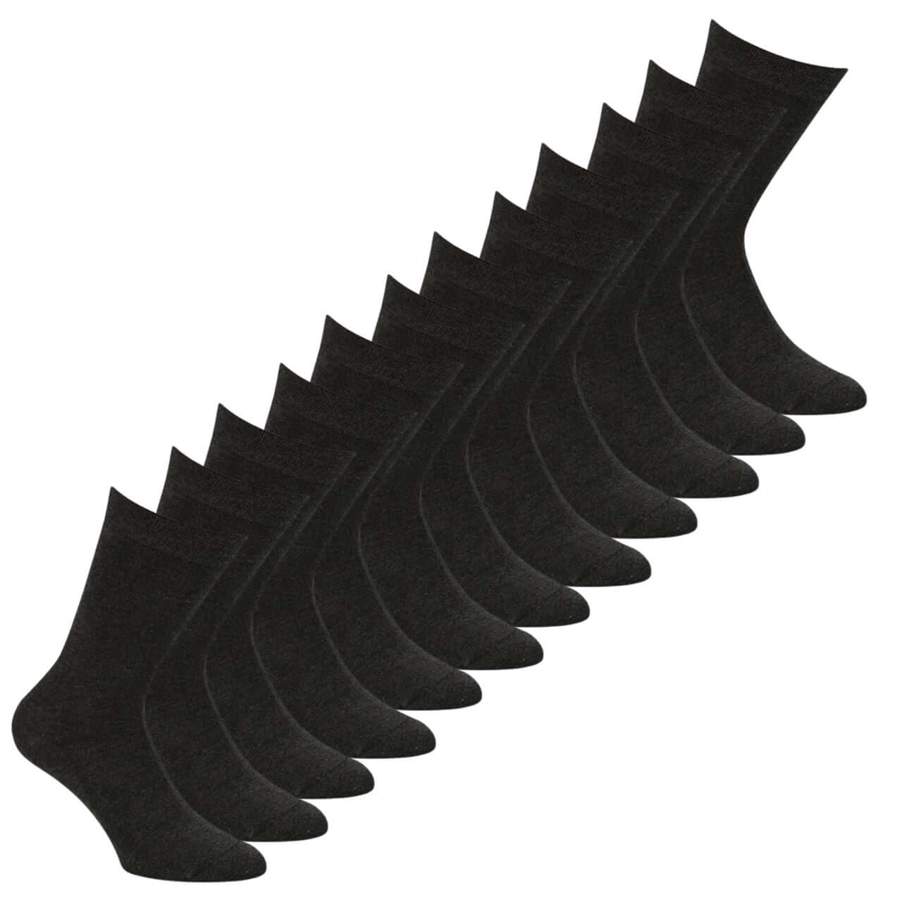 Bamboe sokken 12-pack in zwart, gemaakt van bamboevezel voor comfort en ademend vermogen.