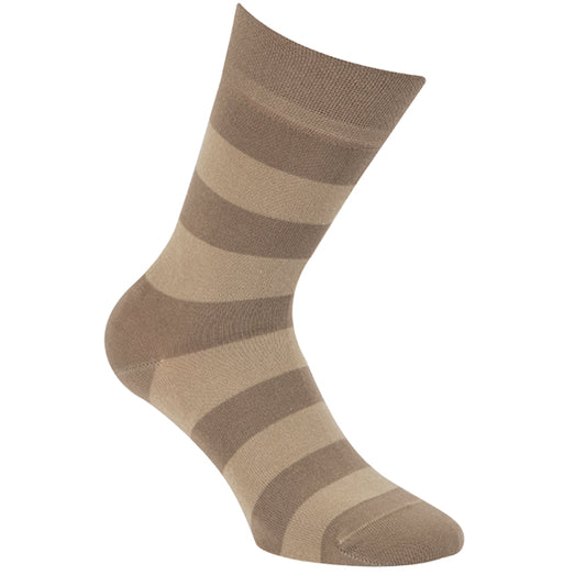 gestreepte sokken in bamboe stof beige 