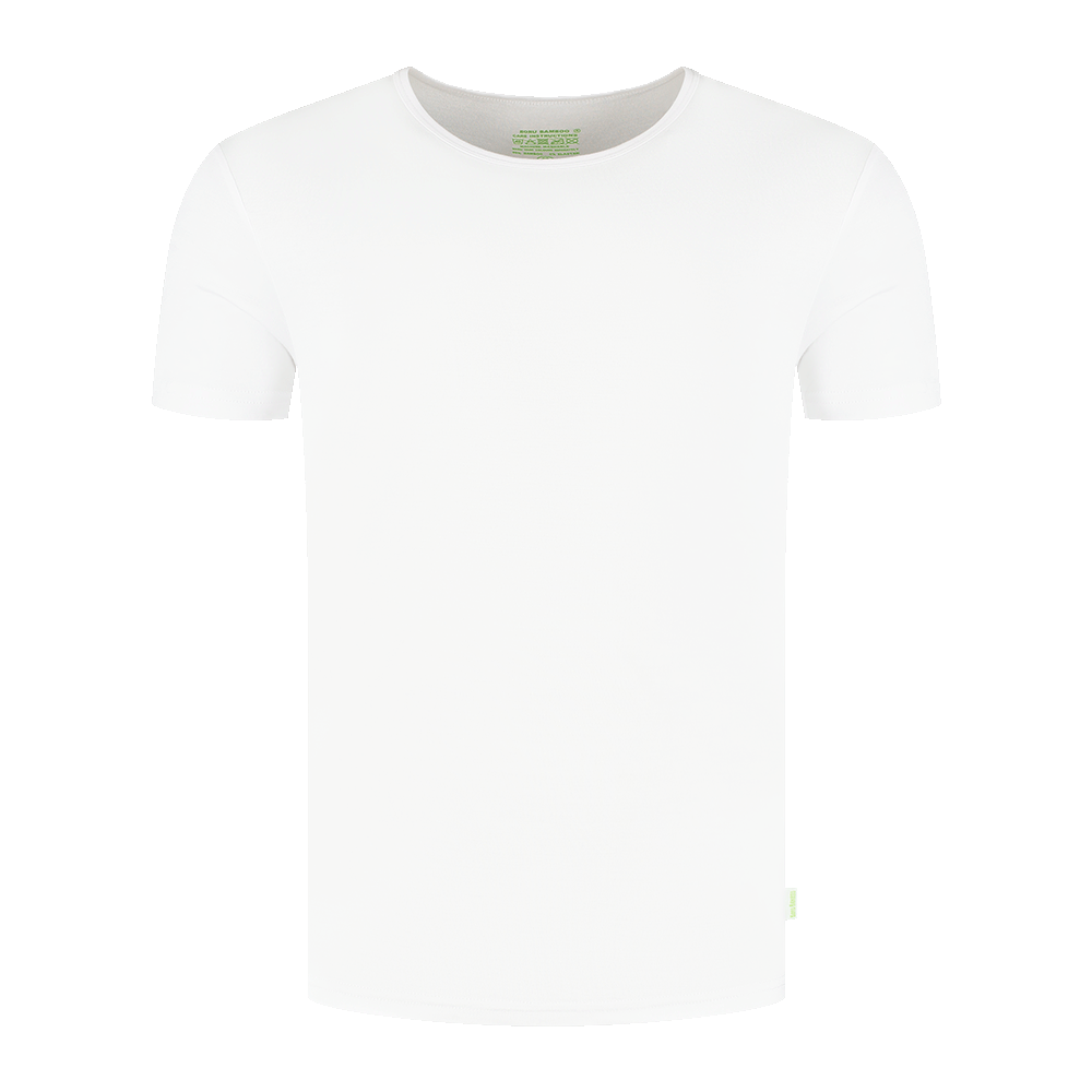bamboe t-shirt met ronde hals in het wit, ademend en duurzaam