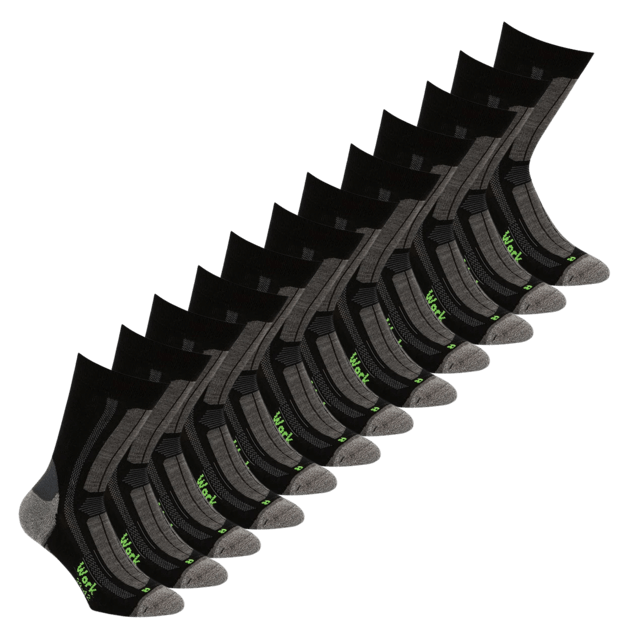 zwarte duurzame bamboe werksokken in een 12-pack