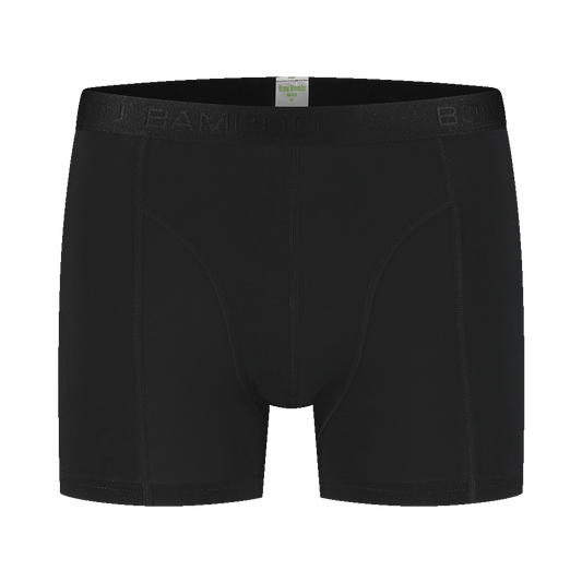 Bamboe heren boxershort in zwart met comfortabele pasvorm en vlak afgewerkte naden voor irritatievrije ervaring.