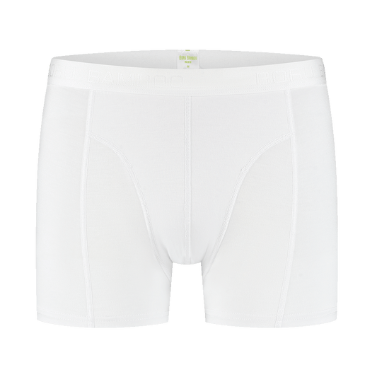 Bamboe boxershort heren van BORU in wit, zachte stof met vlak afgewerkte naden