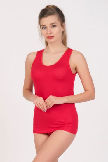 Boru Bamboo Dames Hemd Brede Band Rood