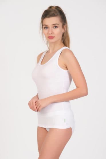 Boru Bamboo Dames Hemd Brede Band Wit - Afbeelding 2