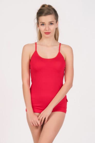 Boru Bamboo Dames Hemd Spaghetti Band Rood