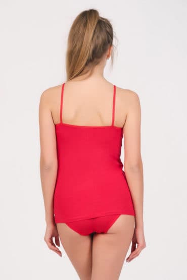 Boru Bamboo Dames Hemd Spaghetti Band Rood - Afbeelding 3