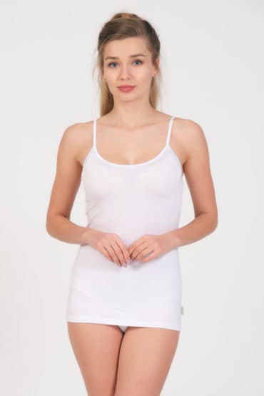 Boru Bamboo Dames Hemd Spaghetti Band Wit