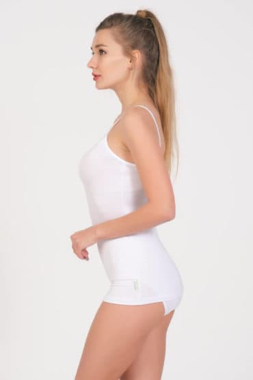 Boru Bamboo Dames Hemd Spaghetti Band Wit - Afbeelding 3