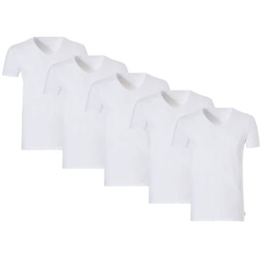 Boru Bamboo T-Shirt V-Hals 5-Pack Wit